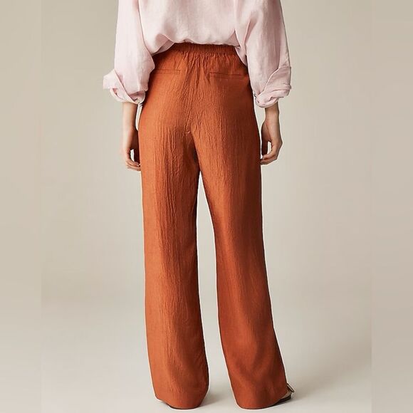 NWT J CREW PETITE Stratus pant in textured satin in Toasted Paprika - Picture 3 of 7